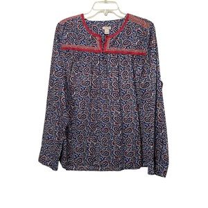 J.Crew paisley print Cotton Long Sleeve Blouse Size XL E6601